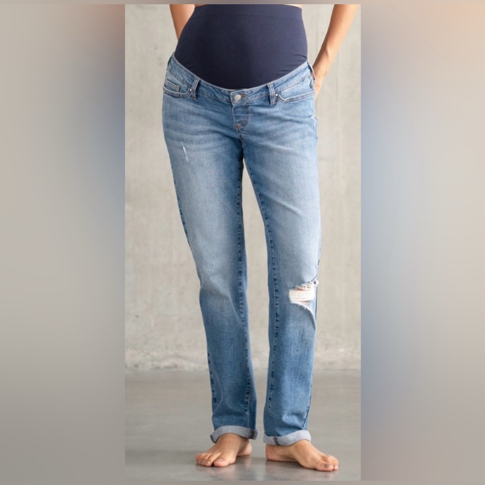 Seraphine Women's Over the Belly Straight Leg Boyfriend Fit Maternity Jeans SZ 6